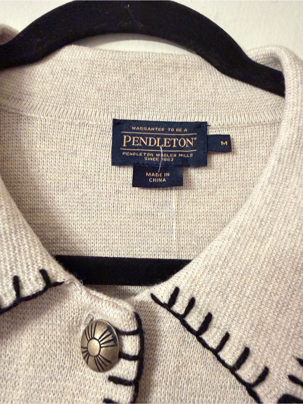 Pendleton NWT Oatmeal Cream Button-Up Jacket with Trim Sz M - Picture 3 of 14